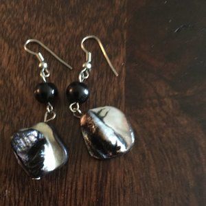 Black iridescent shimmer onyx earrings
